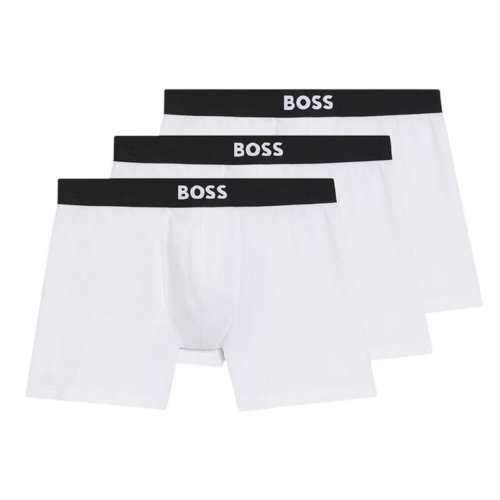 Boss Mens Polycotton Boxer Briefs (Pack of 3) / White